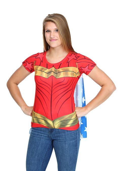 Womens Wonder Woman Sublimated Caped T-Shirt Costume