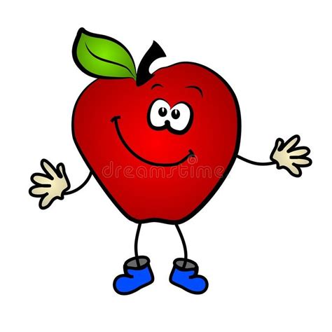 Smiling Apple Cartoon Clip Art. A cartoon illustration of a bright red ...