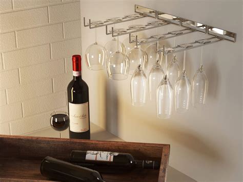 Wallniture Wall Mounted Stemware Wine Glass Rack Hanger Storage Chrome Finish 744947887347 | eBay