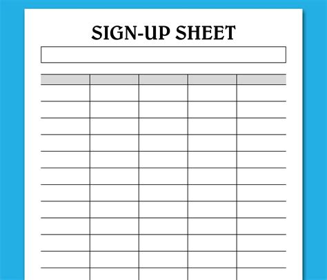 Printable Sign Up Sheet Template