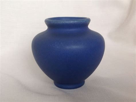 Vintage Arts crafts Pottery Matte Blue Squat Vase Unmarked Pewabic ...