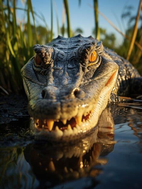 Premium AI Image | Crocodile in its Natural Habitat Wildlife Photography Generative AI