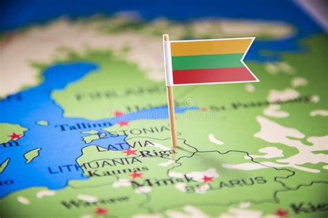 Lithuania Marked with a Flag on the Map Stock Photo - Image of banner, location: 137709224