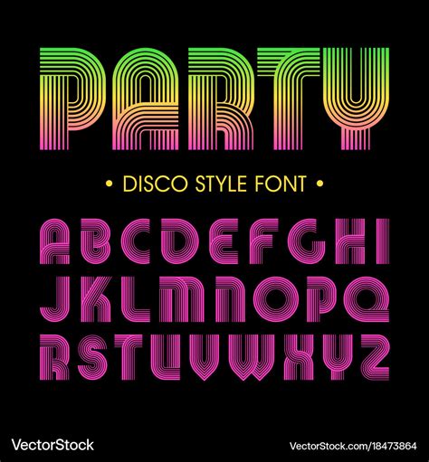 Disco party style font Royalty Free Vector Image