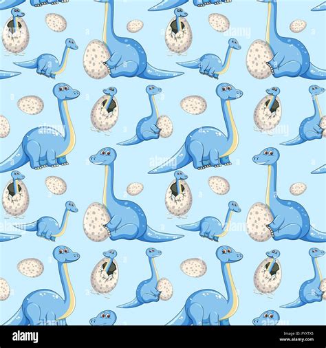 Blue dinosaur seamless background illustration Stock Vector Image & Art ...