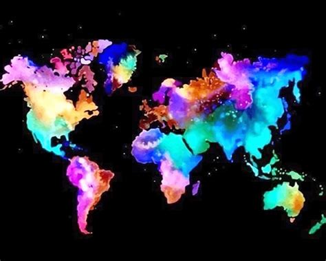 Colorful World Map Paint By Numbers - Numeral Paint Kit