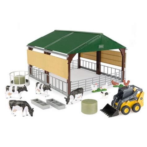 ERTL ERT47250 1-32 Scale Farm Country Livestock Building Playset with John Deere 318G Skid St, 1 ...