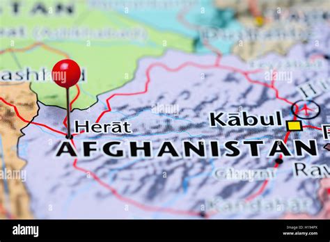 Herat pinned on a map of Afghanistan Stock Photo - Alamy