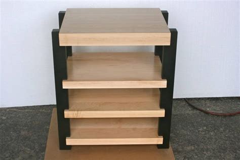 MAPLE AUDIO RACK W/ 3 Thick Top Shelf and Black Satin Lacquer Posts - Etsy