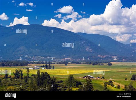 Farms in fertile Creston Valley, British Columbia, Canada, agriculture ...