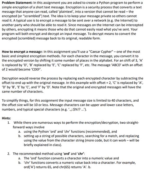 Solved simple encryption of a short text message. Encryption | Chegg.com