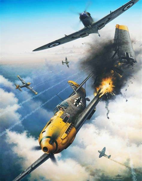 “Rabid (Spitfire vs Bf. 109)”. UK. 1940 author Evgeny Ponomarev | Airplane fighter, Aircraft ...