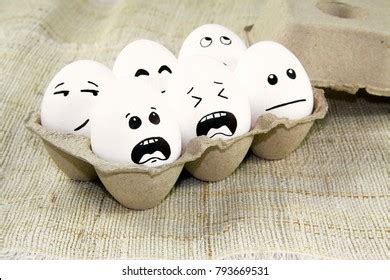 Funny White Scared Easter Eggs Expressive Stock Photo 793669531 ...