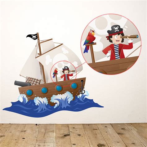 Children's Pirate Ship Wall Sticker By Oakdene Designs ...