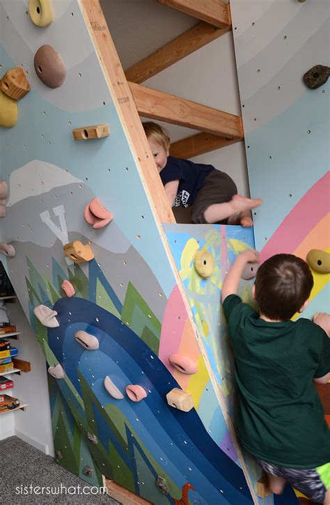 DIY Kids Inside Rock Climbing Wall with Mural - Sisters, What!