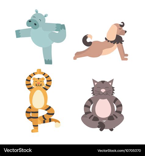 Fun animals of yoga pose Royalty Free Vector Image