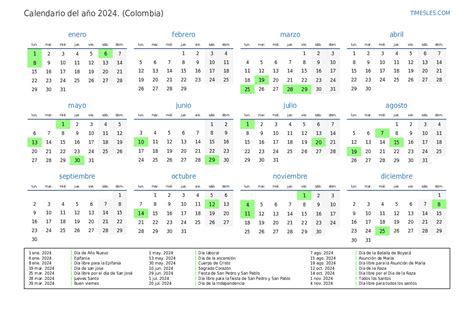 Calendario 2024 De Colombia Con Festivos - Image to u