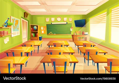 Cartoon empty school college classroom Royalty Free Vector