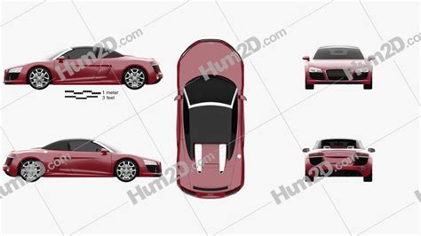 Audi R8 Spyder 2013 Blueprint in PNG - Download Vehicles Clip Art Images