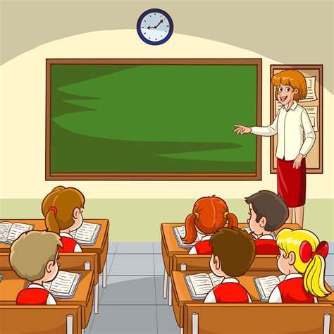 A Teacher Teaching A Class Cartoon