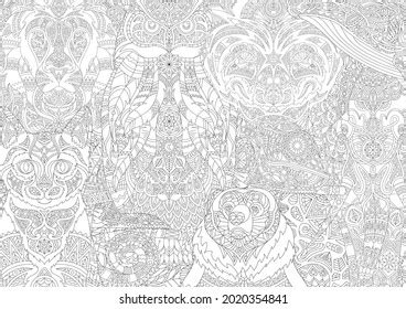 Illustration Animal Adult Coloring Page Stock Illustration 2020354841 ...