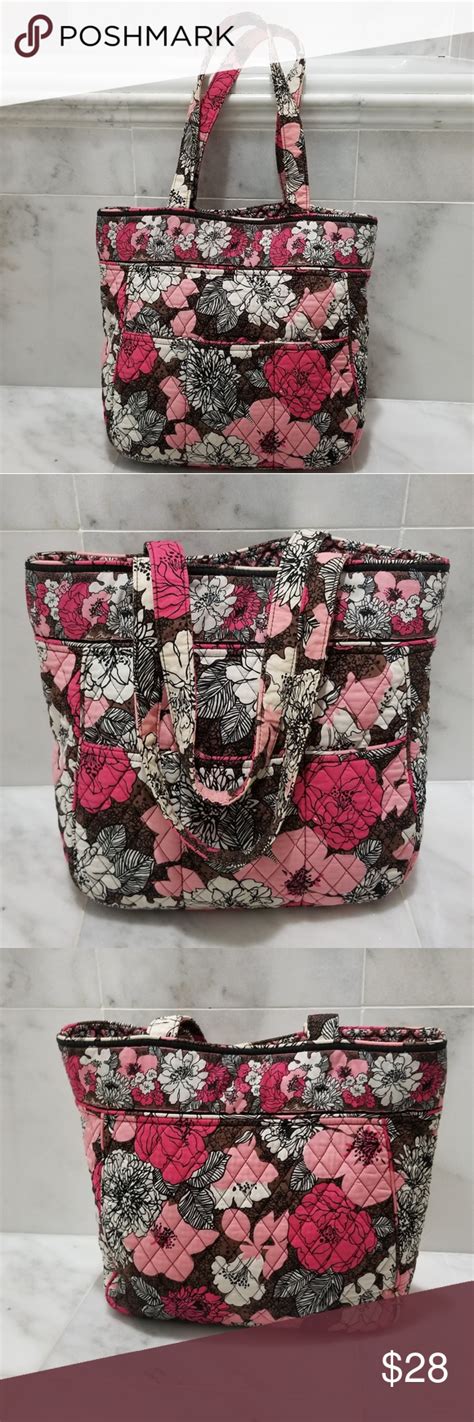 Vera Bradley 3 Pocket Pink Floral Tote | Floral tote bags, Vera bradley bags, Shoulder bag