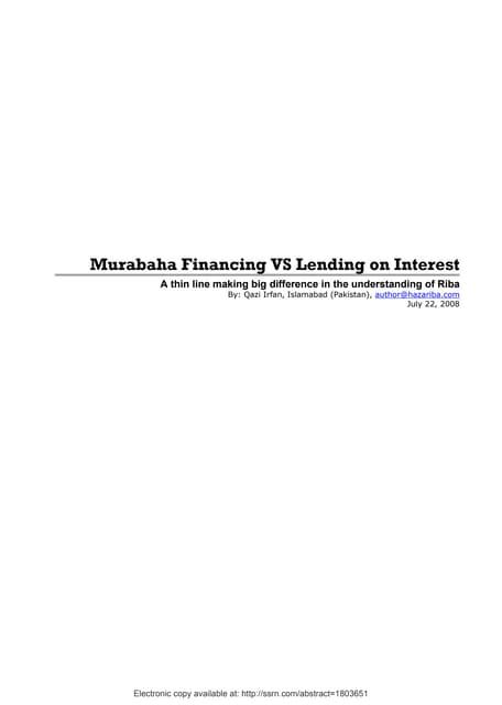 Murabaha financing vs lending on interest, a thin line making big difference in the ...