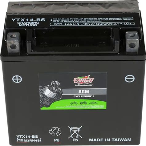 Interstate Batteries YTX14-BS 12V 12Ah Powersports Battery 200CCA AGM ...