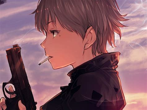 HD wallpaper: anime, 2D, digital art, gun, anime boys | Wallpaper Flare