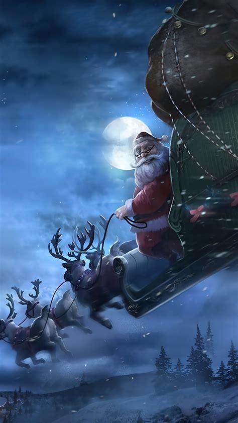 Santa Claus Reindeer Sleigh 4K #4190e Wallpaper PC Desktop