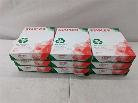 Lot of 9 - Staples 30% Recycled Copy Paper 8.5 In x 11 In - 92 Brightness - 20 Lb. - 500 Sheets ...