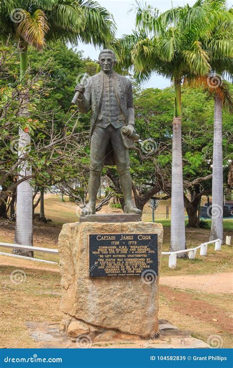 Captain James Cook Statue Showing Plaque. Stock Image - Image of ...