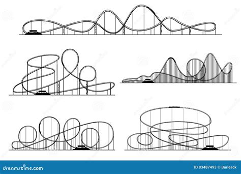 Roller Coaster Silhouette. Amusement Park Atractions, Switchback Attraction And Rollercoaster ...