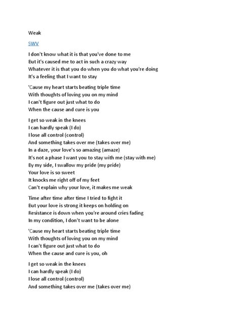 Weak Lyrics | PDF