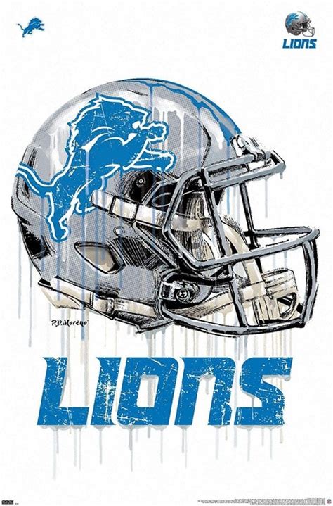 NFL Detroit Lions - Drip Helmet 20 - Athena Posters