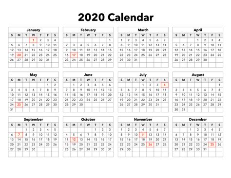 2020 Calendar With Holidays (United States) – Calendar Options