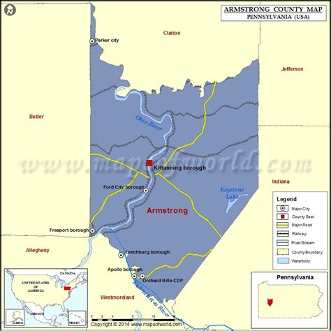 Armstrong County Map, Pennsylvania