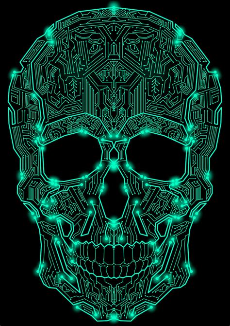 Circuit Skull | Diseño del cráneo, Ilustración de calavera, Arte electronico