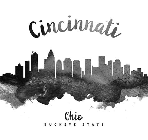 Cincinnati Ohio Skyline 18 Painting by Aged Pixel