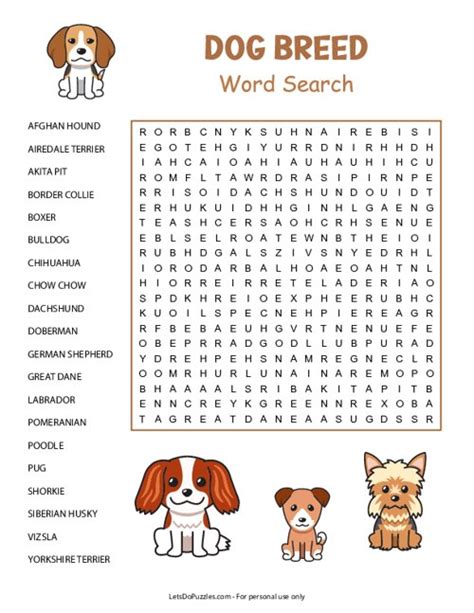 Dog Breeds Word Search