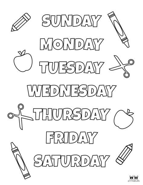 Days Of The Week Printable Worksheets