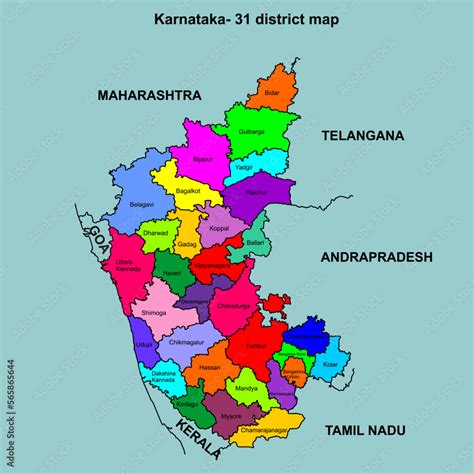 latest map of Karnataka with 31 district included vijayanagara Stock Vector | Adobe Stock