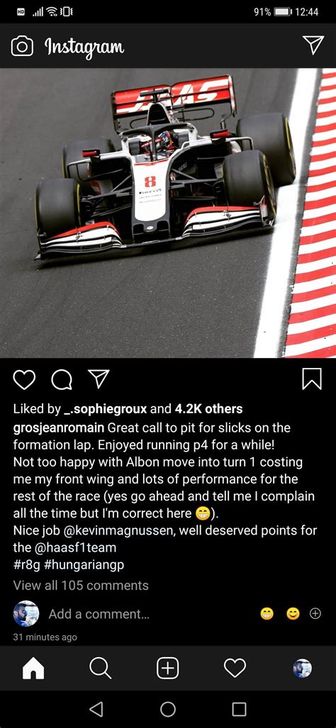 Romain being a lad on Instagram! : r/formula1