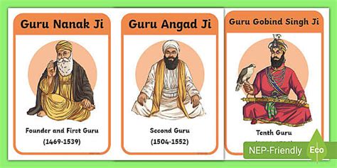 10 Sikh Gurus Flash Cards (Teacher-Made) - Twinkl