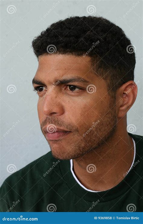 Intrigued Man stock photo. Image of black, curly, semi - 9369858