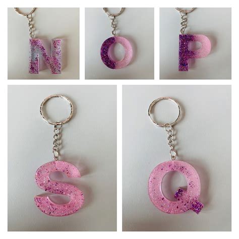 Epoxy Resin Keychain in multiple letters | Etsy