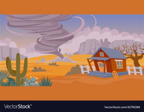 Tornado in desert cartoon sand storm natural Vector Image