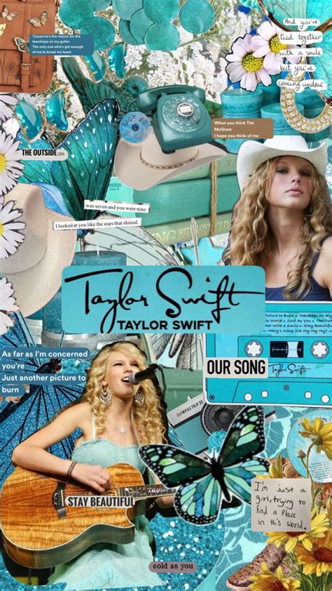 taylor swift collage with flowers, butterflies and other things in the ...