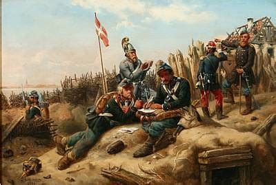 Scene from the First Schleswig War with Danish soldiers writing letters home by Niels Simonsen ...