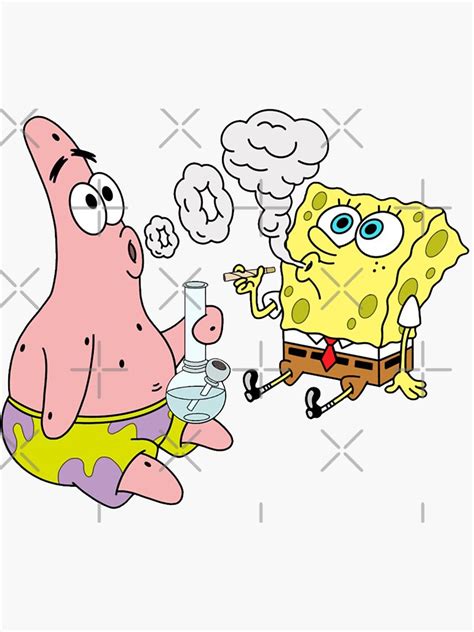 "SpongeBob und Patrick rauchen Weed-Cannabis-Cartoon" Sticker von TayArtD | Redbubble